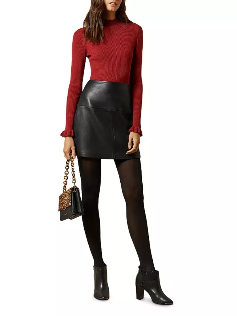TED BAKER LONDON Ovine leather Mini Skirt Size 0